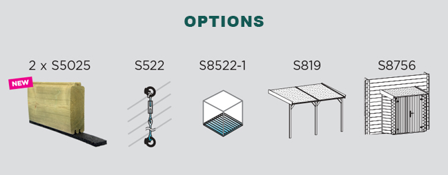 Abri de jardin en bois JENA | 298 x 248 cm | Bois brut | 19 mm d'épaisseur