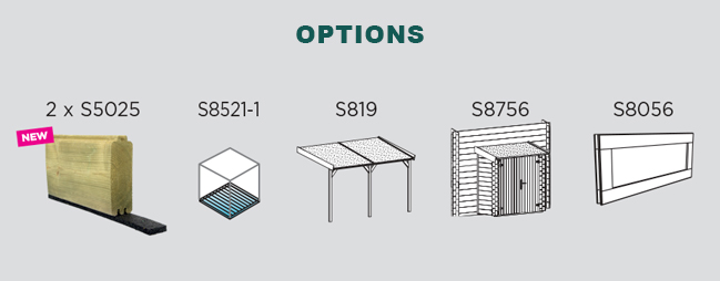Abri de jardin en bois BERGEN | 243 x 205 cm | Bois brut | 28 mm d'épaisseur
