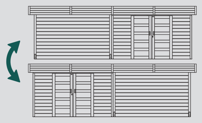 Abri de jardin en bois ARHUS | 333 x 245 + Auvent 332cm | Bois brut ou autoclave | 28 mm d'épaisseur