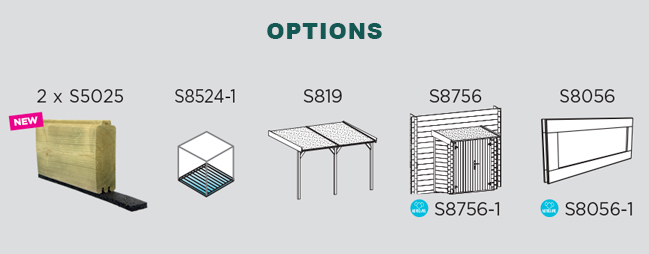 Abri de jardin en bois STOCKHOLM | 363 x 245 cm | Bois brut ou autoclave | 28 mm d'épaisseur