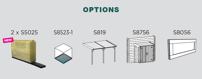 Abri de jardin en bois ODENSE | 303 x 303 cm | Bois brut | 28 mm d'épaisseur