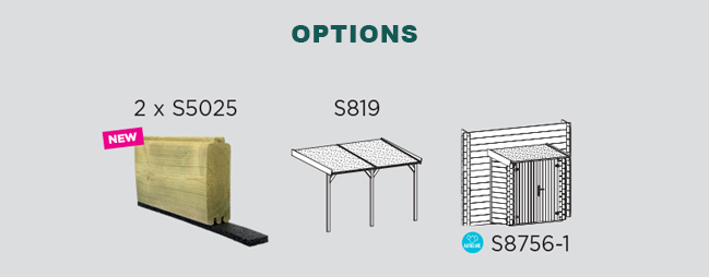 Abri de jardin en bois SEDA | 303 x 303 cm | Bois autoclave | 28 mm d'épaisseur