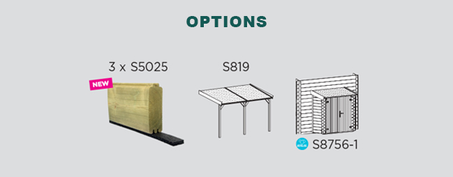 Abri de jardin en bois TAVIRA | 403 x 303 cm + Auvent 394 cm | Bois autoclave | 28 mm d'épaisseur