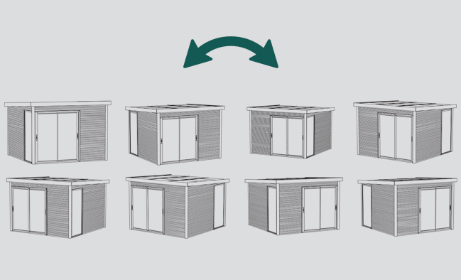 Abri de jardin en bois TAVIRA | 403 x 303 cm + Auvent 394 cm | Bois autoclave | 28 mm d'épaisseur