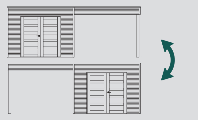 Abri de jardin en bois SALERNO | 298 x 198 cm + Auvent 292 cm  | Bois autoclave | 19 mm d'épaisseur
