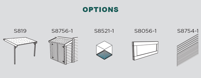 Abri de jardin en bois SALERNO | 298 x 198 cm + Auvent 292 cm  | Bois autoclave | 19 mm d'épaisseur