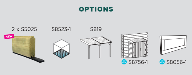 Abri de jardin en bois BARI | 298 x 290 cm | Bois autoclave | 19 mm d'épaisseur