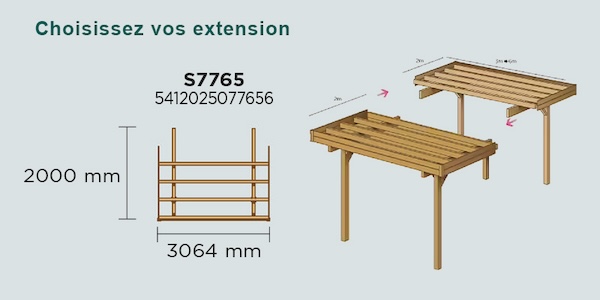 Carport en bois pour camping-car modulable | 306 x 506 cm + extension possible | Bois autoclave