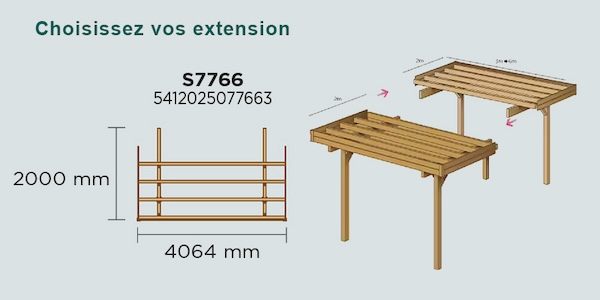 Carport en bois pour camping-car modulable | 406 x 506 cm + extension possible | Bois autoclave