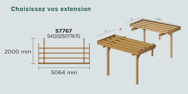 Carport en bois pour camping-car modulable | 506 x 506 cm + extension possible | Bois autoclave
