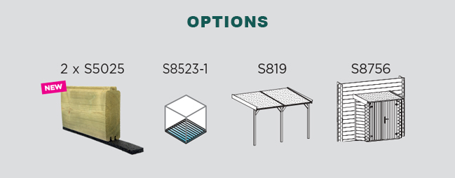 Abri de jardin en bois VERONA | 303 x 243 cm | Bois brut | 28 mm d'épaisseur