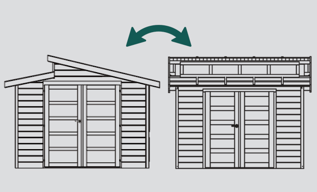 Abri de jardin en bois MILANO | 298 x 298 cm | Bois brut | 28 mm d'épaisseur