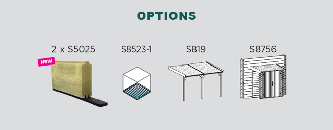 Abri de jardin en bois MERANO | 298 x 298 cm | Bois brut | 28 mm d'épaisseur