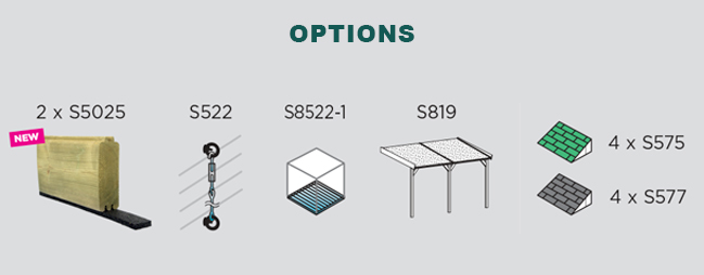Abri de jardin en bois GALWAY | 198 x 298 cm | Bois brut | 28 mm d'épaisseur
