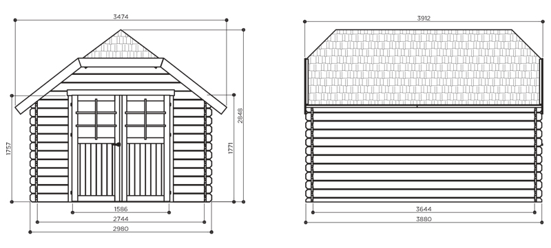 Abri de jardin en bois LIMERICK | 298 x 388 cm | Bois brut ou autoclave | 28 mm d'épaisseur