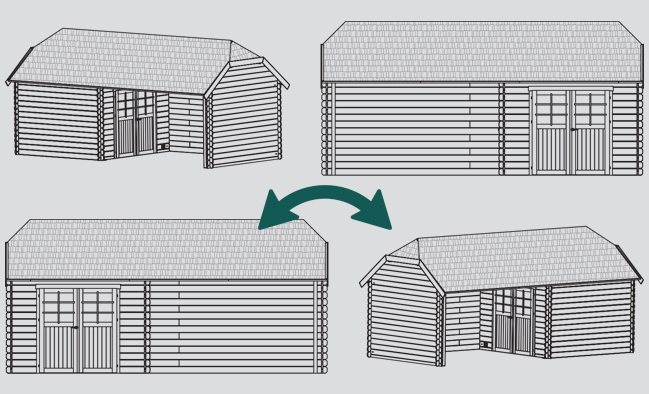 Abri de jardin en bois YORK | 298 x 298 cm + Auvent 364 cm | Bois brut | 28 mm d'épaisseur