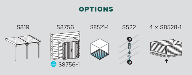Abri de jardin en bois DAINVILLE 1 | 298 x 238 cm | Bois brut ou autoclave | 28 mm d'épaisseur