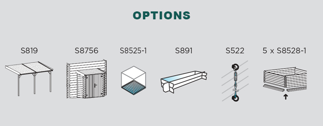 Abri de jardin en bois DAINVILLE 2 | 388 x 298 cm | Bois brut | 28 mm d'épaisseur