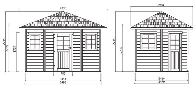 Abri de jardin en bois NANCY 1 | 255 x 255 cm | Bois brut | 28 mm d'épaisseur