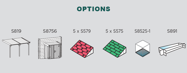 Abri de jardin en bois NANCY 1 | 255 x 255 cm | Bois brut | 28 mm d'épaisseur