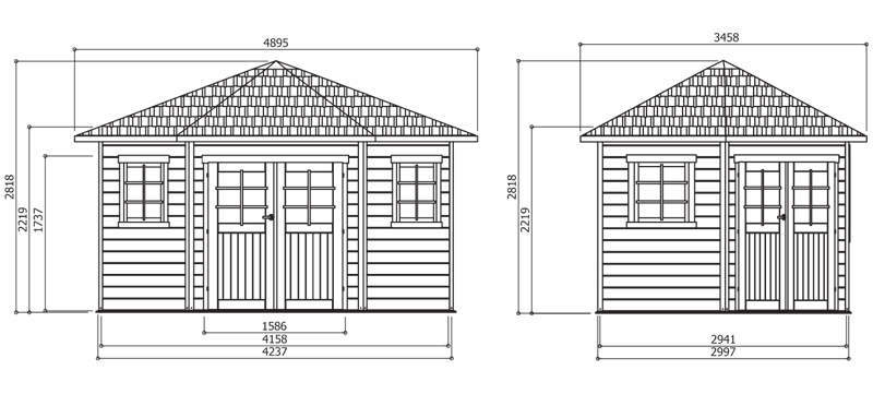 Abri de jardin en bois NANCY 2 | 305 x 305 cm | Bois brut | 28 mm d'épaisseur