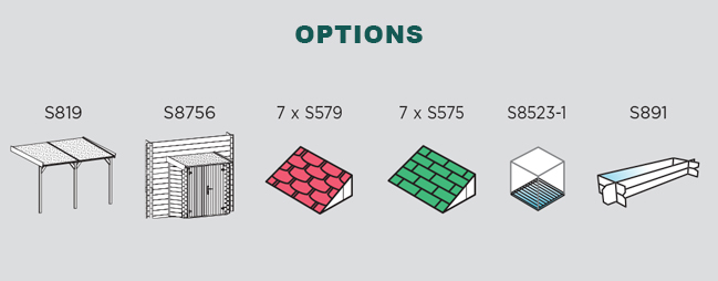 Abri de jardin en bois NANCY 2 | 305 x 305 cm | Bois brut | 28 mm d'épaisseur