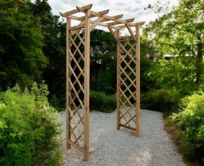 Arche de jardin droit avec panneau treillis en bois traité | 120 x 52 x 213 cm