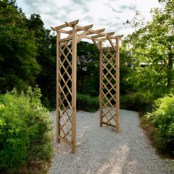 Arche de jardin droit avec panneau treillis en bois traité | 120 x 52 x 213 cm