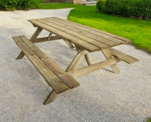 Table de pique nique en bois traité 6 places | 200 x 139 x 73 cm | Bois autoclave