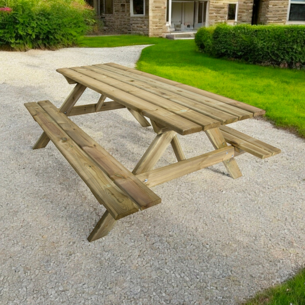 Table de pique nique en bois traité 6 places | 200 x 139 x 73 cm | Bois autoclave