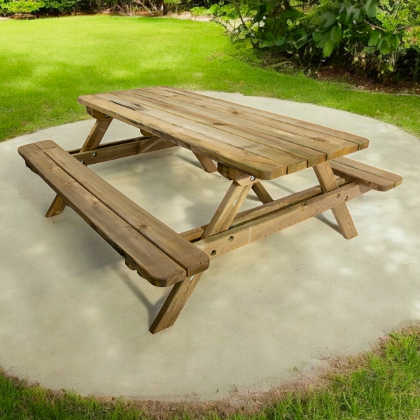 Table de pique nique en bois traité 6 places | 180 x 160 x 74 cm | Bois autoclave