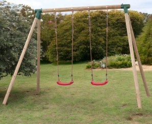 Balançoire double en bois CHLOÉ | 290 x 220 x 220 cm | Bois autoclave