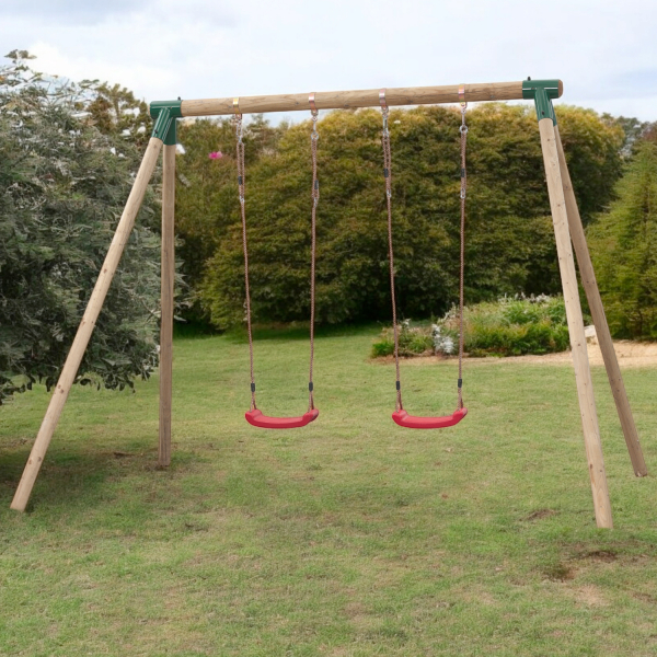 Balançoire double en bois CHLOÉ | 290 x 220 x 220 cm | Bois autoclave