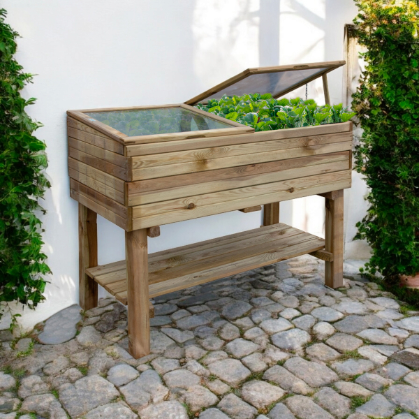 Serre en bois sur pied + géotextile | 120 x 60 x 90 cm | Bois autoclave