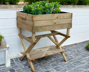 Potager en bois sur pied + géotextile | 120 x 60 x 80cm | Bois autoclave