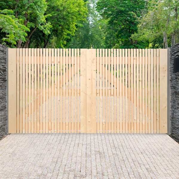 Portail battant en bois ANTWERP | 300 x 180 cm | Bois pin brut