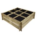 Potager en bois carré avec croisillons + géotextile  | 140 x 140 x 40 cm | Bois autoclave