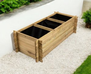 Potager en bois rectangulaire + géotextile  | 140 x 140 x 40 cm | Bois autoclave