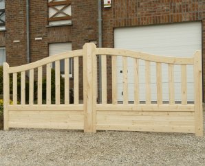 Portail battant en bois GHENT | 350 x 130 cm | Bois pin brut