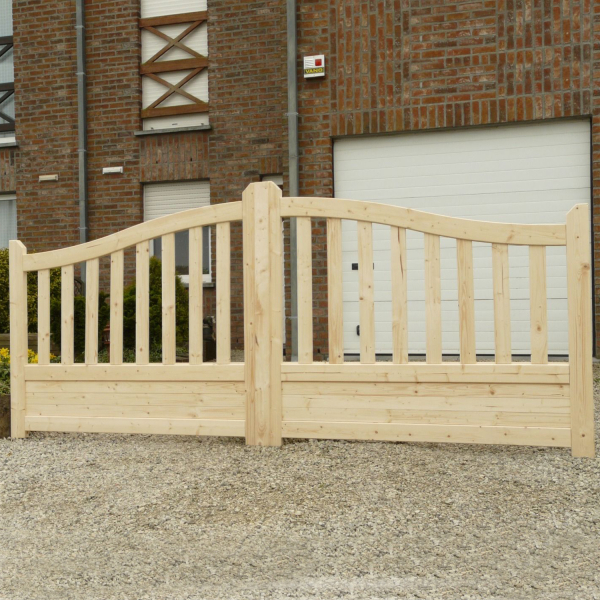 Portail battant en bois GHENT | 400 x 130 cm | Bois pin brut