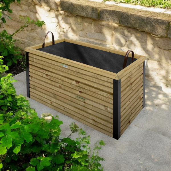 Bac à fleur rectangulaire moderne en bois traité autoclave | 100 x 50 x 50 cm