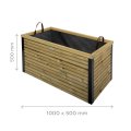 Bac à fleur rectangulaire moderne en bois traité autoclave | 100 x 50 x 50 cm