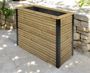 Bac à fleur rectangulaire moderne en bois traité autoclave | 80 x 40 x 80 cm