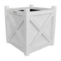 Bac à fleur carré en bois peint en blanc + géotextile | 70 x 70 x 70 cm