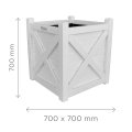 Bac à fleur carré en bois peint en blanc + géotextile | 70 x 70 x 70 cm