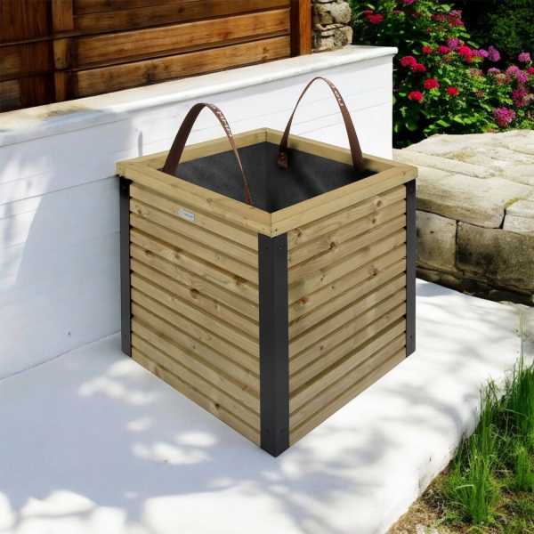 Bac à fleur carré moderne en bois traité autoclave | 50 x 50 x 50 cm