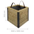 Bac à fleur carré moderne en bois traité autoclave | 50 x 50 x 50 cm
