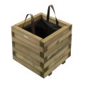 Bac à fleur carré en bois traité autoclave + géotextile | 40 x 40 x 34 cm 