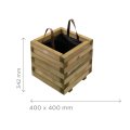 Bac à fleur carré en bois traité autoclave + géotextile | 40 x 40 x 34 cm 