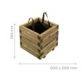 Bac à fleur carré en bois traité autoclave + géotextile | 50 x 50 x 38 cm
